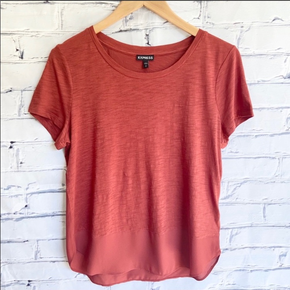 NWT! Express Mixed Fabric Slub Tee